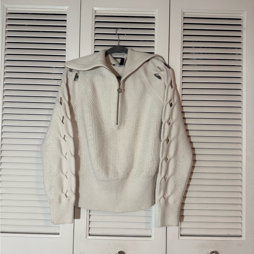 WHBM Novelty Sleeve Half Zip Pullover - Picture 6 of 7